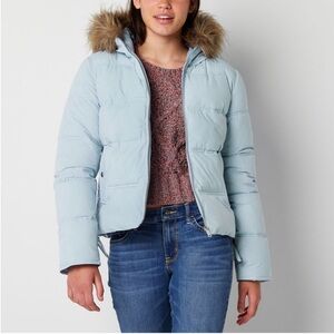 Wide Channel Short Puffer Jacket,Size XS